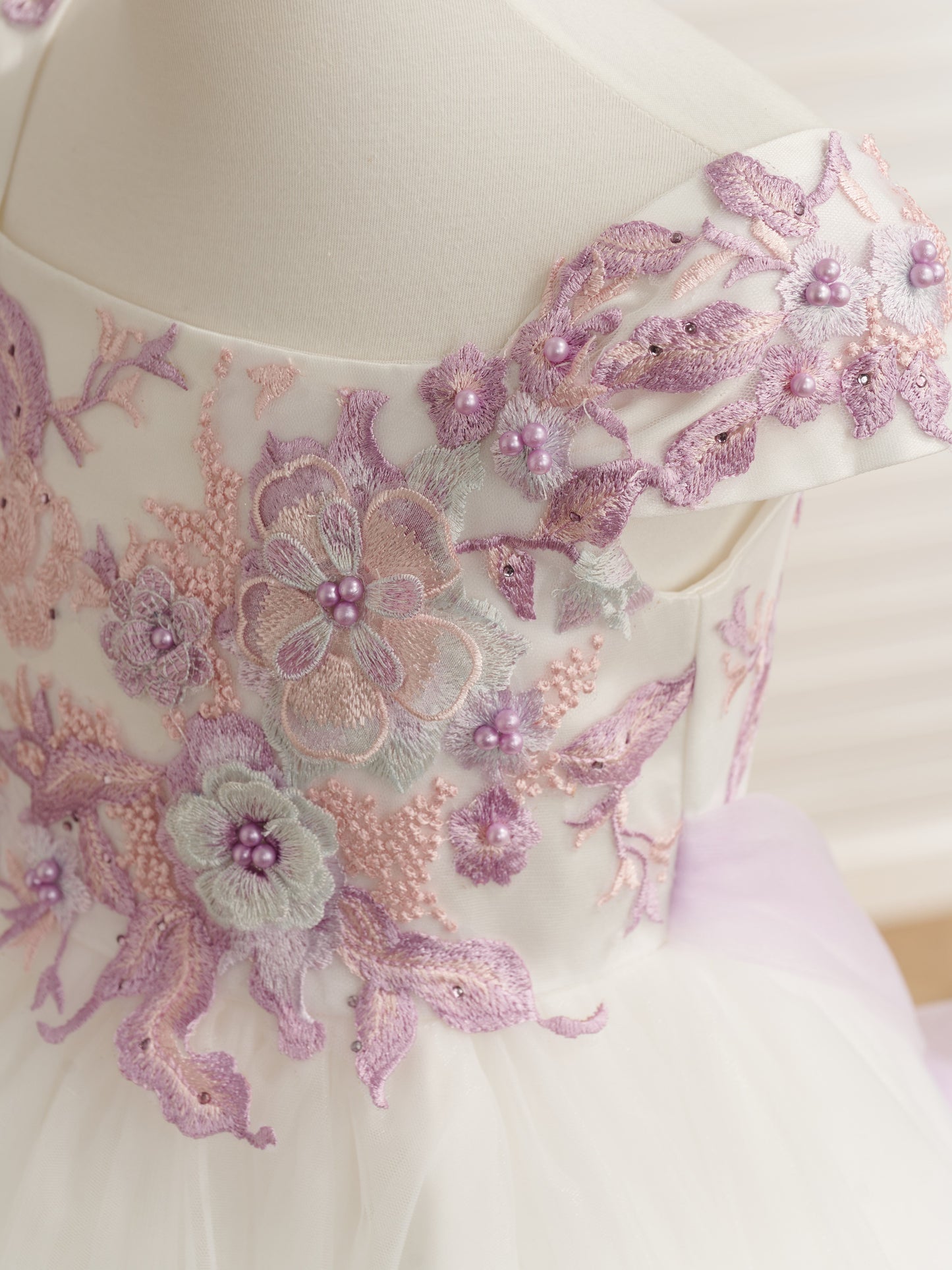 Vestido de fiesta/princesa de tul con encaje hasta el suelo para niña de las flores