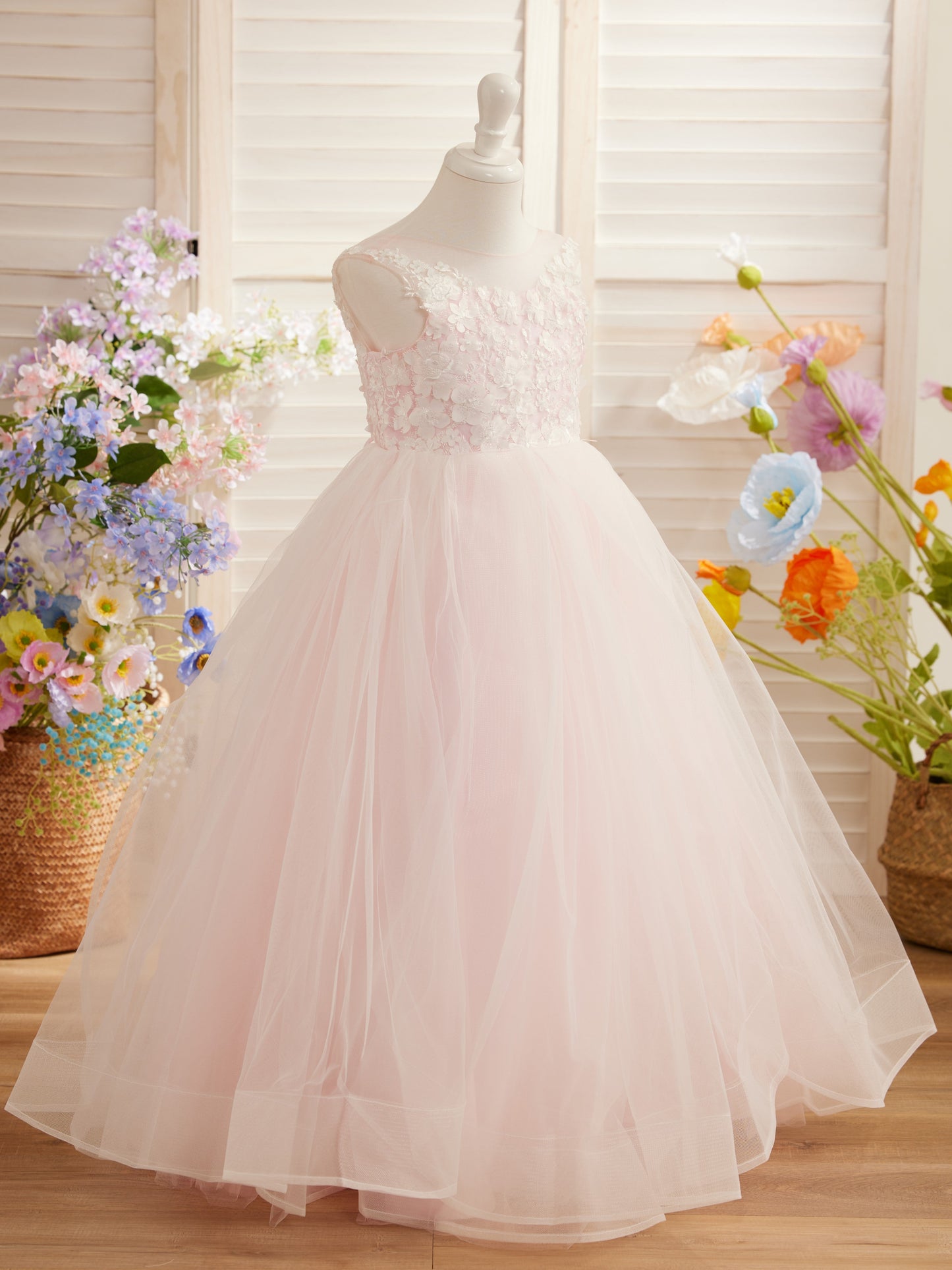 Enchanted Princess Tulle and Lace Flower Girl Dress