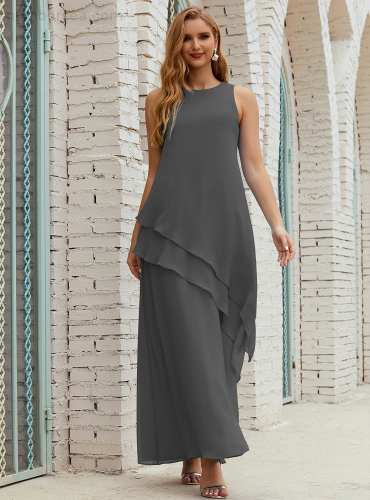 Chiffon Langes Plus Size Kleider für die Brautmutter Formales Brautjungfern-Abschlussballkleid SY28019