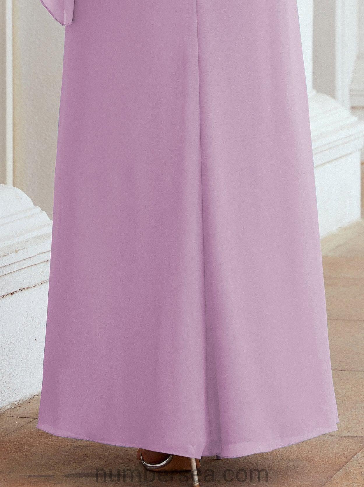 Sunnderly Formales Partykleid, lang, für die Brautmutter, mit Rüschenumhang, SY28026