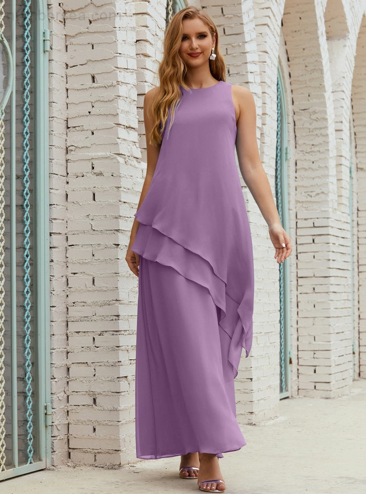 Chiffon Langes Plus Size Kleider für die Brautmutter Formales Brautjungfern-Abschlussballkleid SY28019