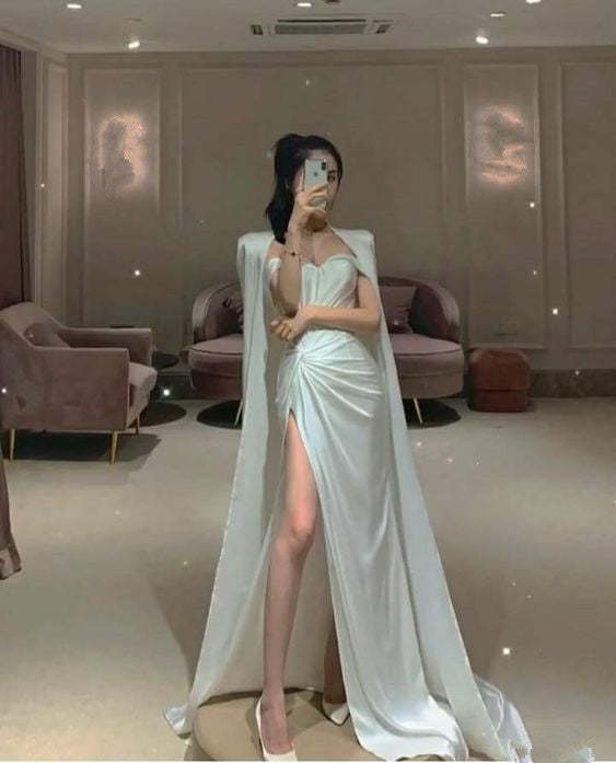 Vestido de fiesta de sirena con abertura alta, encantador vestido de noche Y317