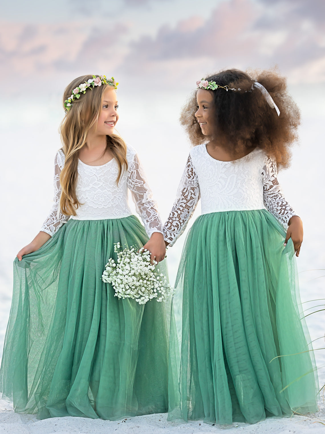 Vestido de fiesta de tul con tutú recto de corte A con espalda de encaje y peonía para niña