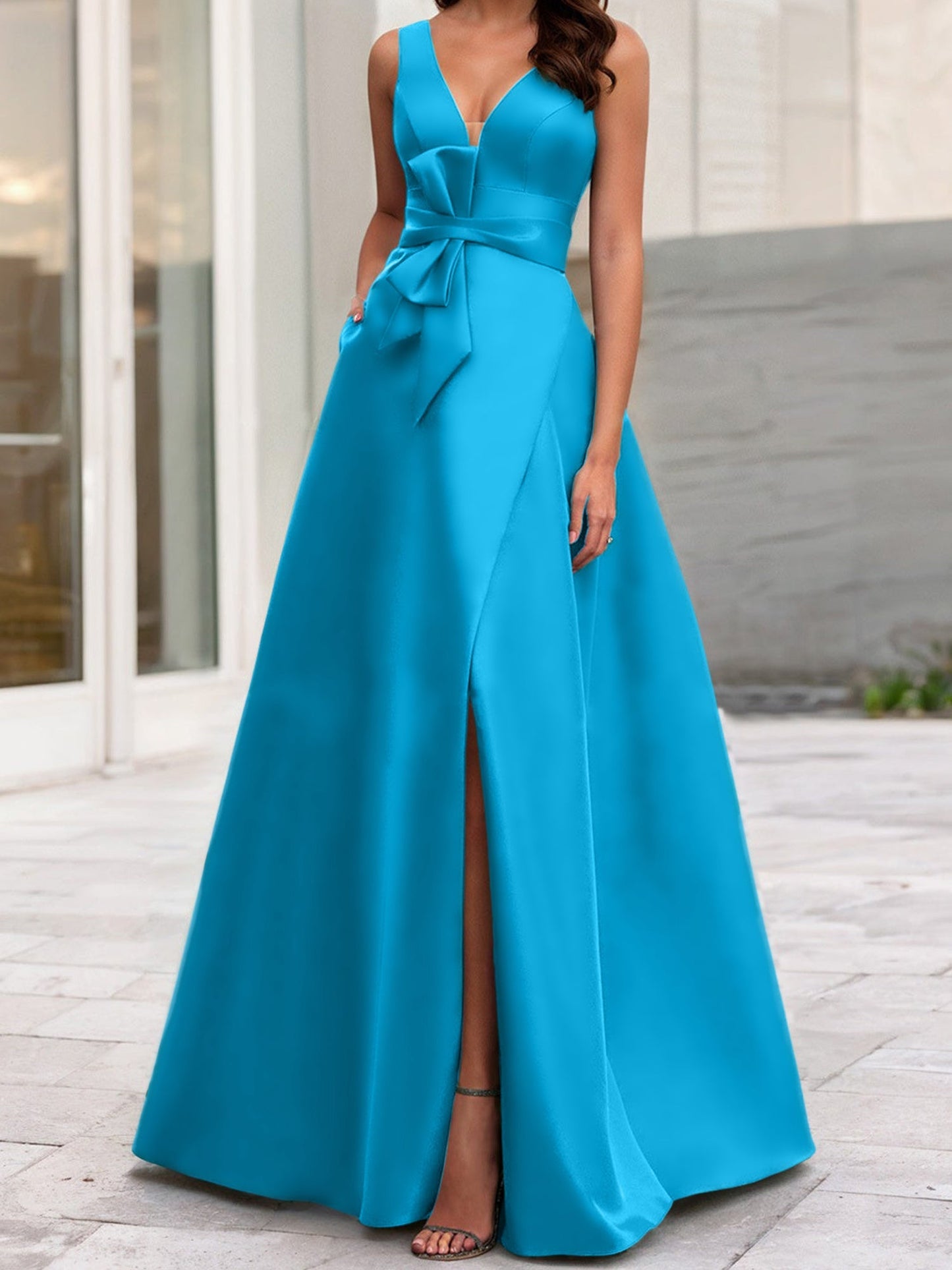 A-Line/Princess V-Neck Sleeveless Mother Of The Bride Dresses With Split Side
