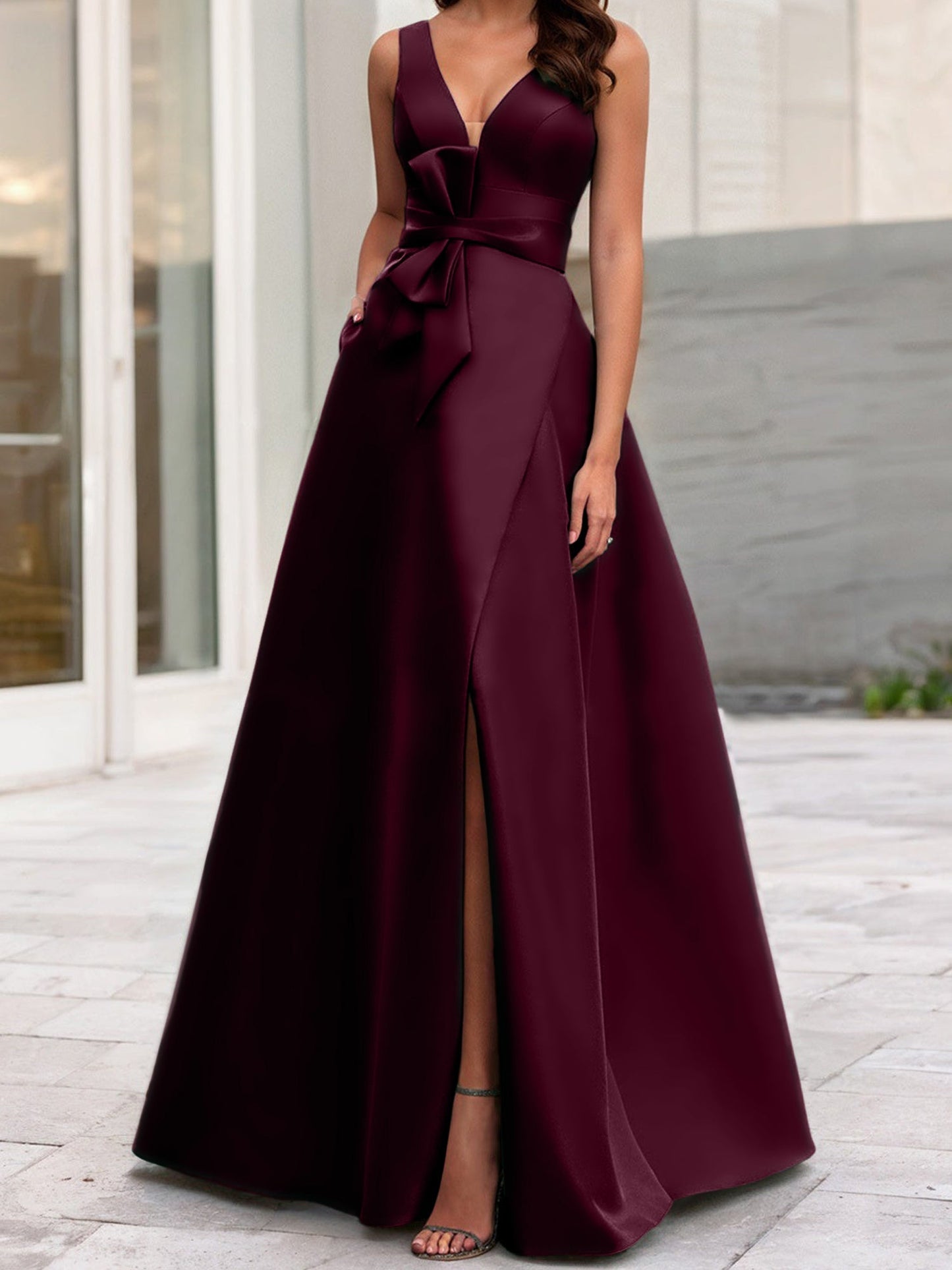 A-Line/Princess V-Neck Sleeveless Mother Of The Bride Dresses With Split Side