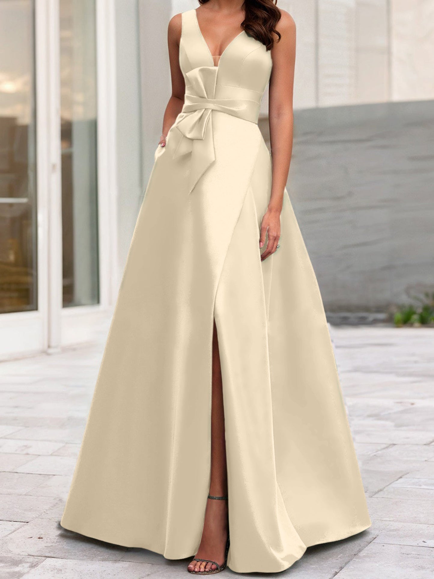 A-Line/Princess V-Neck Sleeveless Mother Of The Bride Dresses With Split Side
