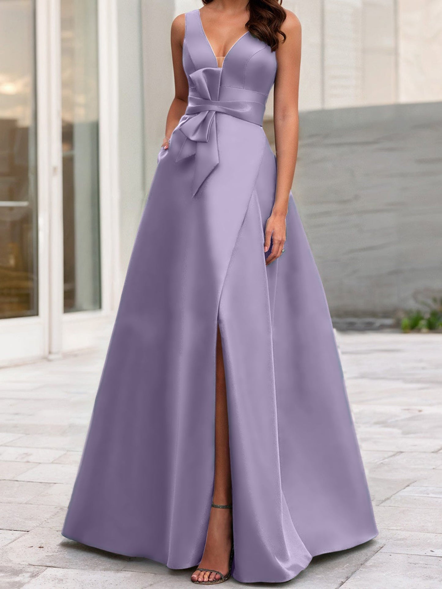 A-Line/Princess V-Neck Sleeveless Mother Of The Bride Dresses With Split Side