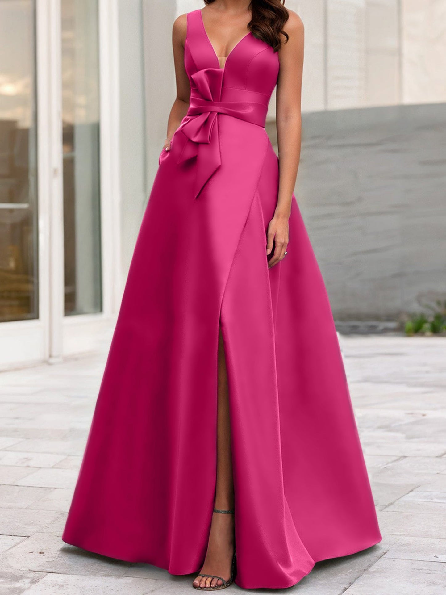 A-Line/Princess V-Neck Sleeveless Mother Of The Bride Dresses With Split Side