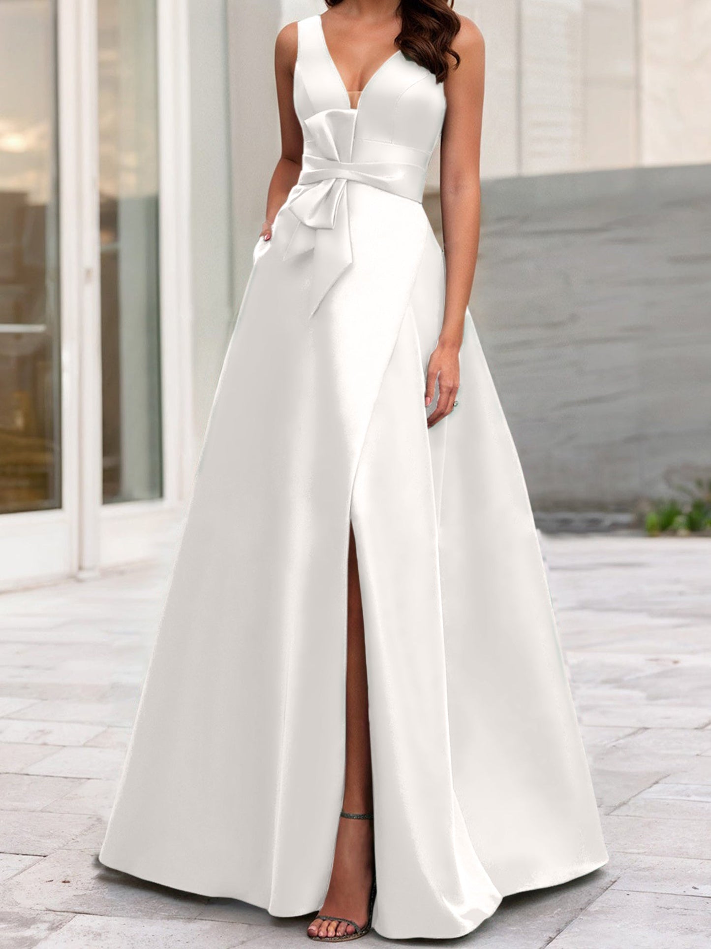 A-Line/Princess V-Neck Sleeveless Mother Of The Bride Dresses With Split Side