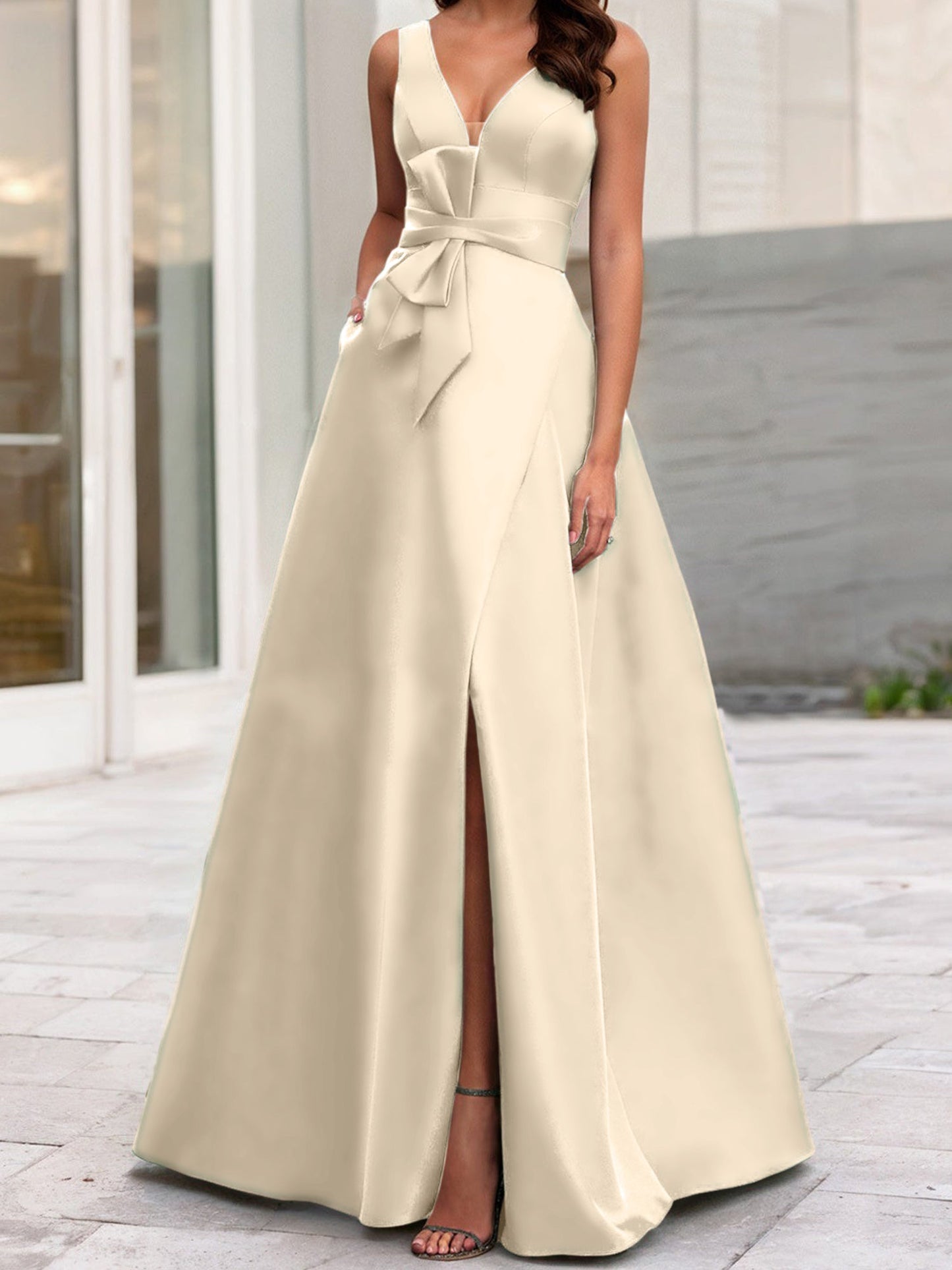 A-Line/Princess V-Neck Sleeveless Mother Of The Bride Dresses With Split Side