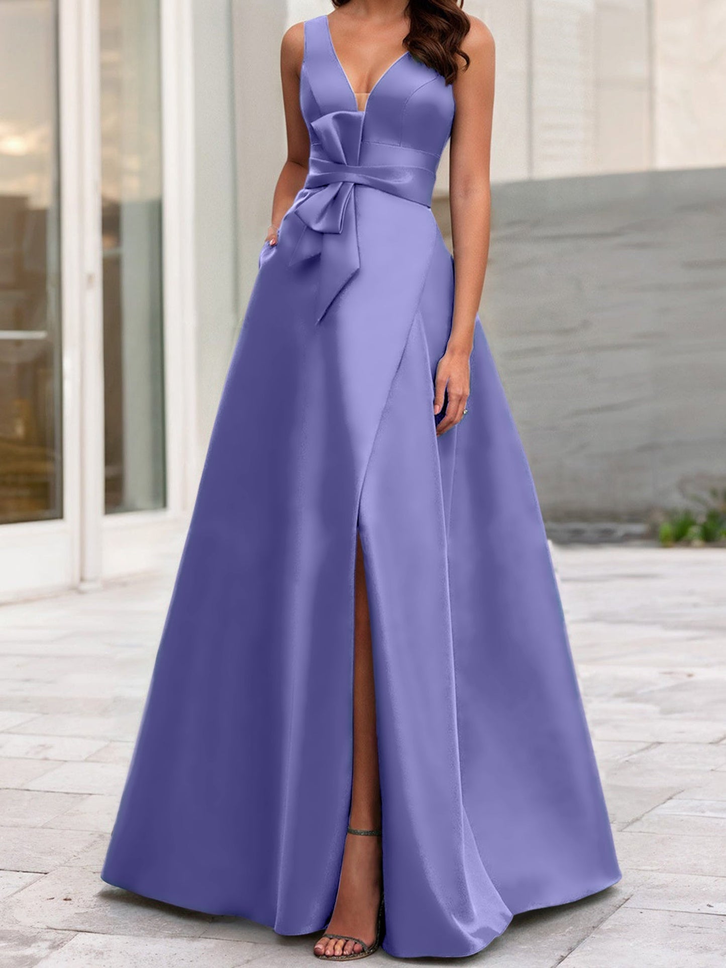A-Line/Princess V-Neck Sleeveless Mother Of The Bride Dresses With Split Side