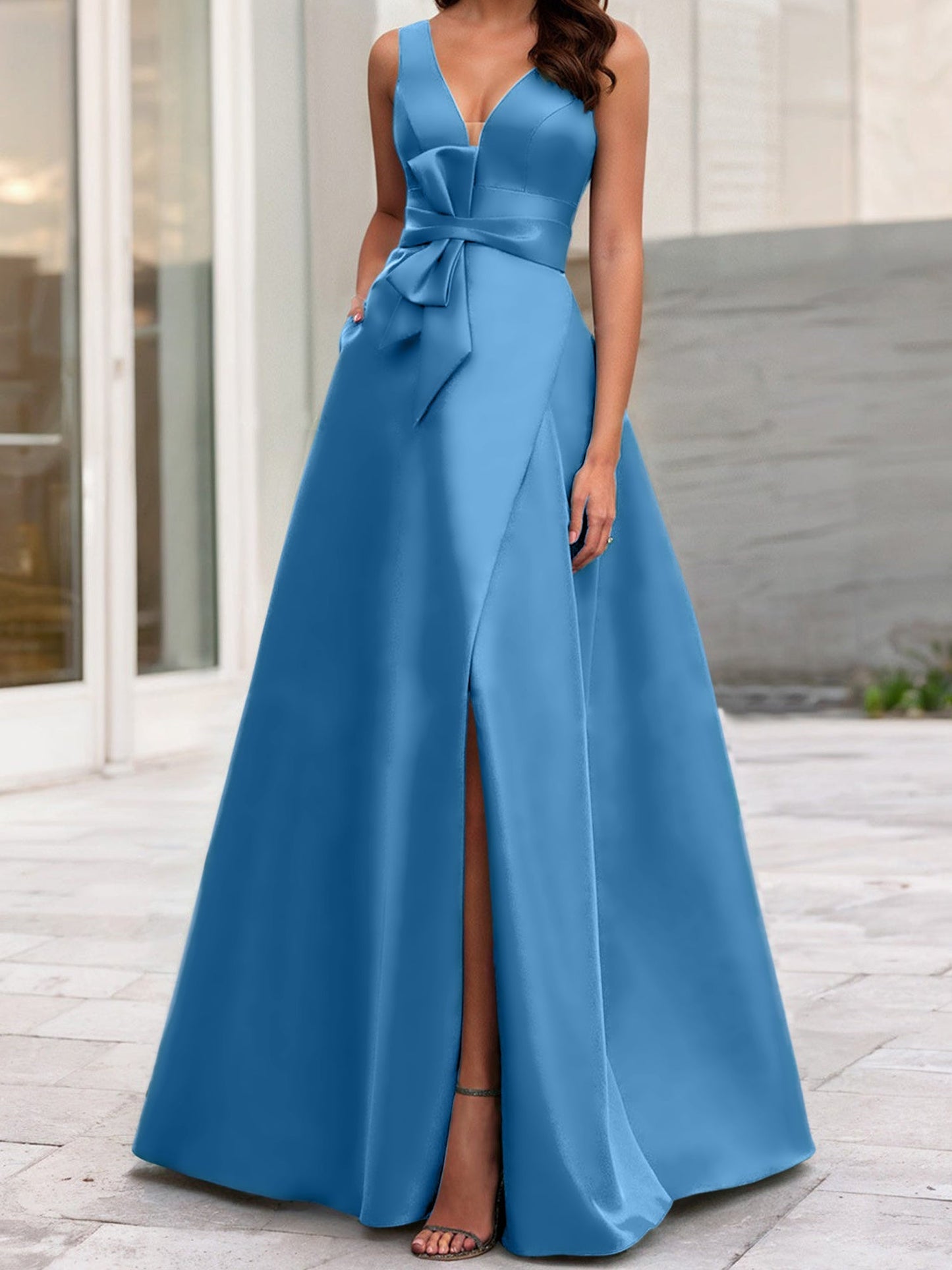 A-Line/Princess V-Neck Sleeveless Mother Of The Bride Dresses With Split Side