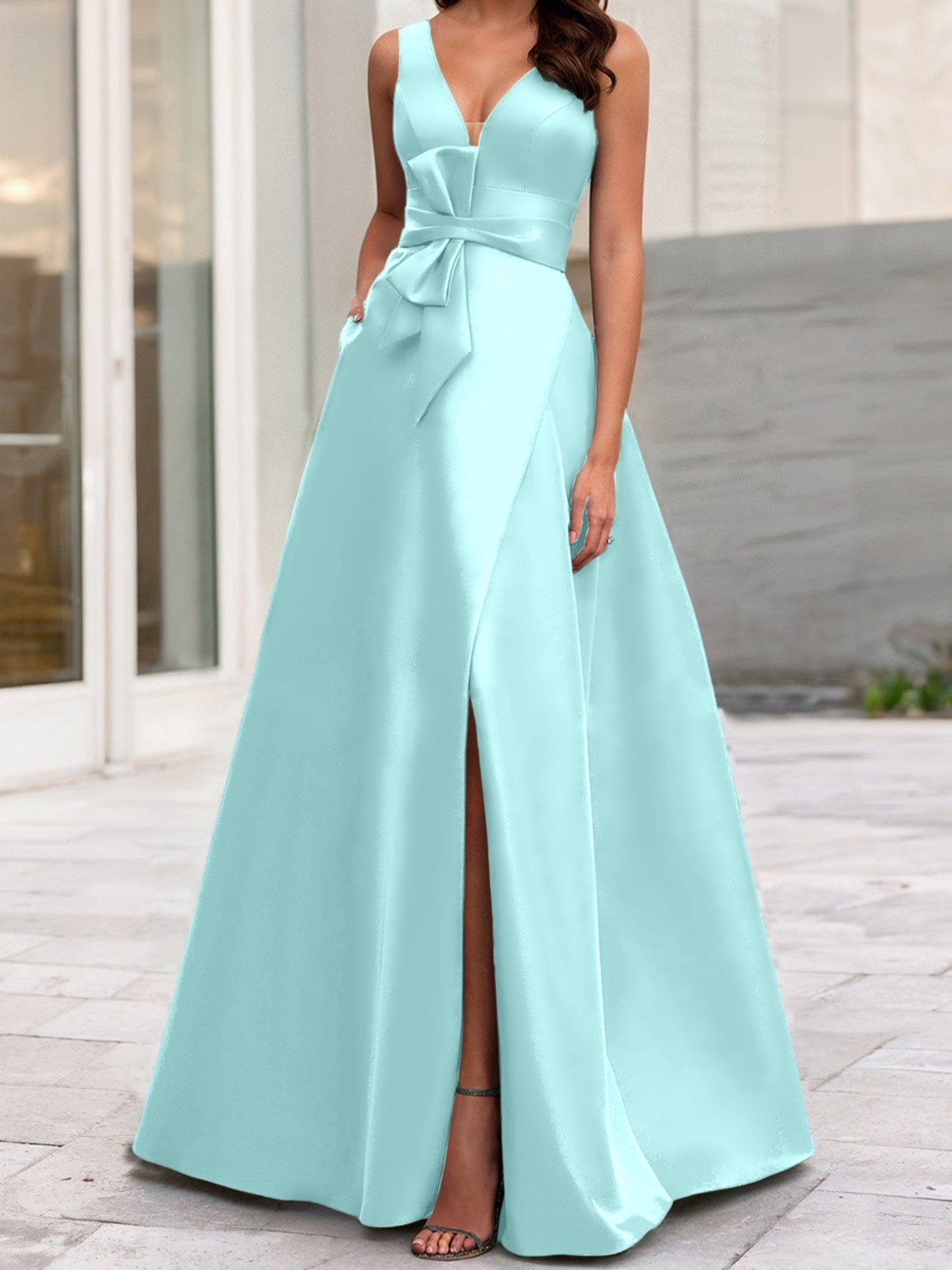 A-Line/Princess V-Neck Sleeveless Mother Of The Bride Dresses With Split Side