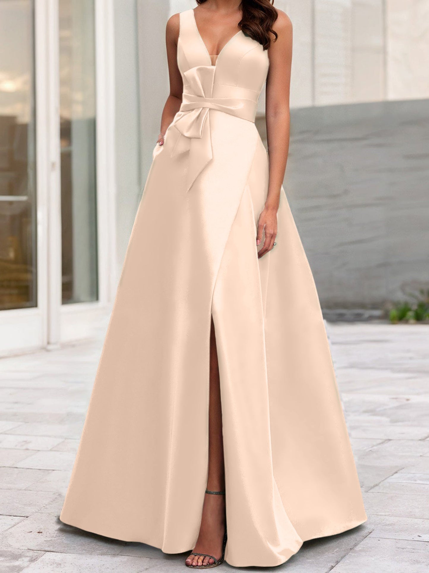 A-Line/Princess V-Neck Sleeveless Mother Of The Bride Dresses With Split Side