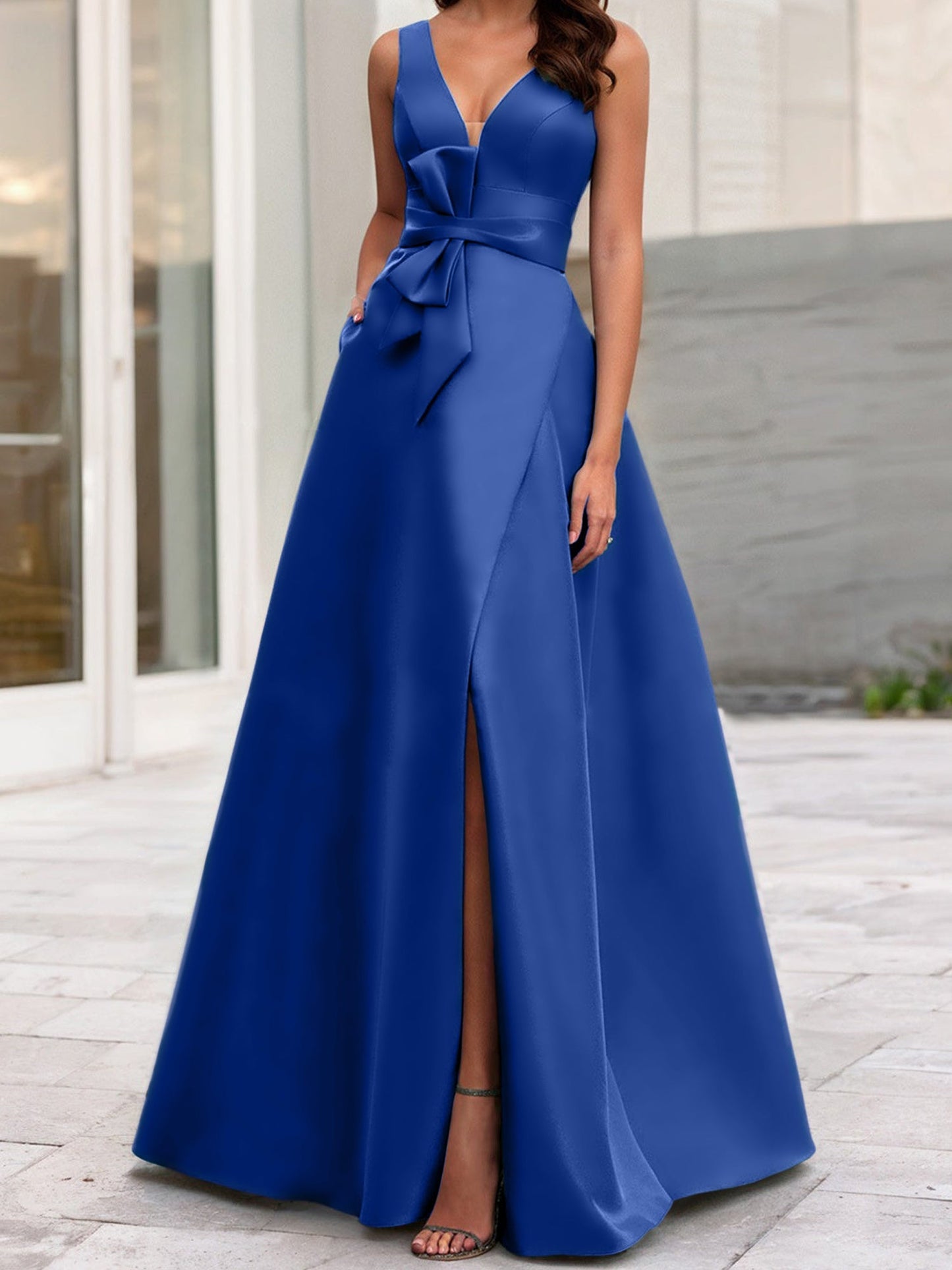 A-Line/Princess V-Neck Sleeveless Mother Of The Bride Dresses With Split Side