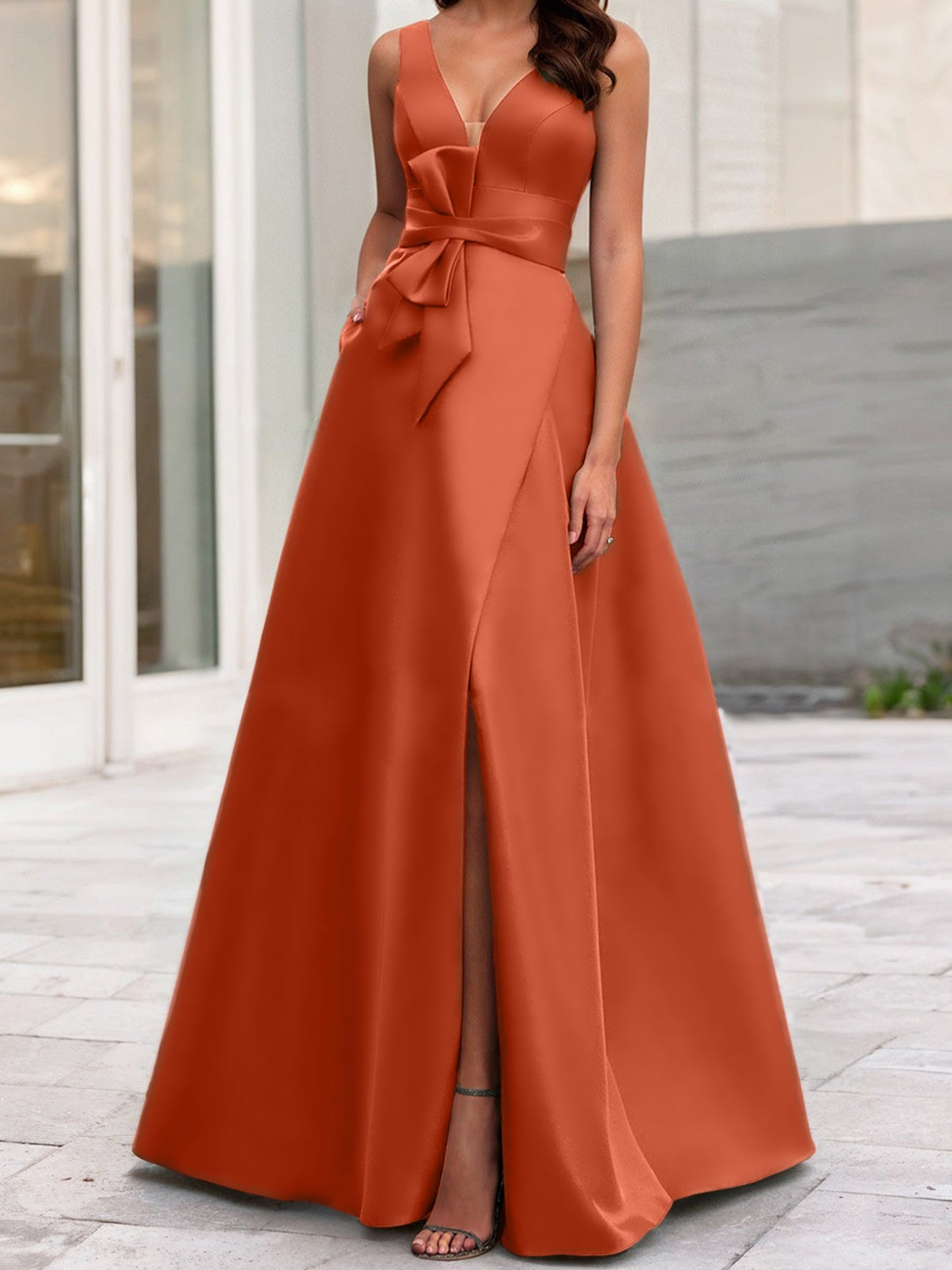 A-Line/Princess V-Neck Sleeveless Mother Of The Bride Dresses With Split Side