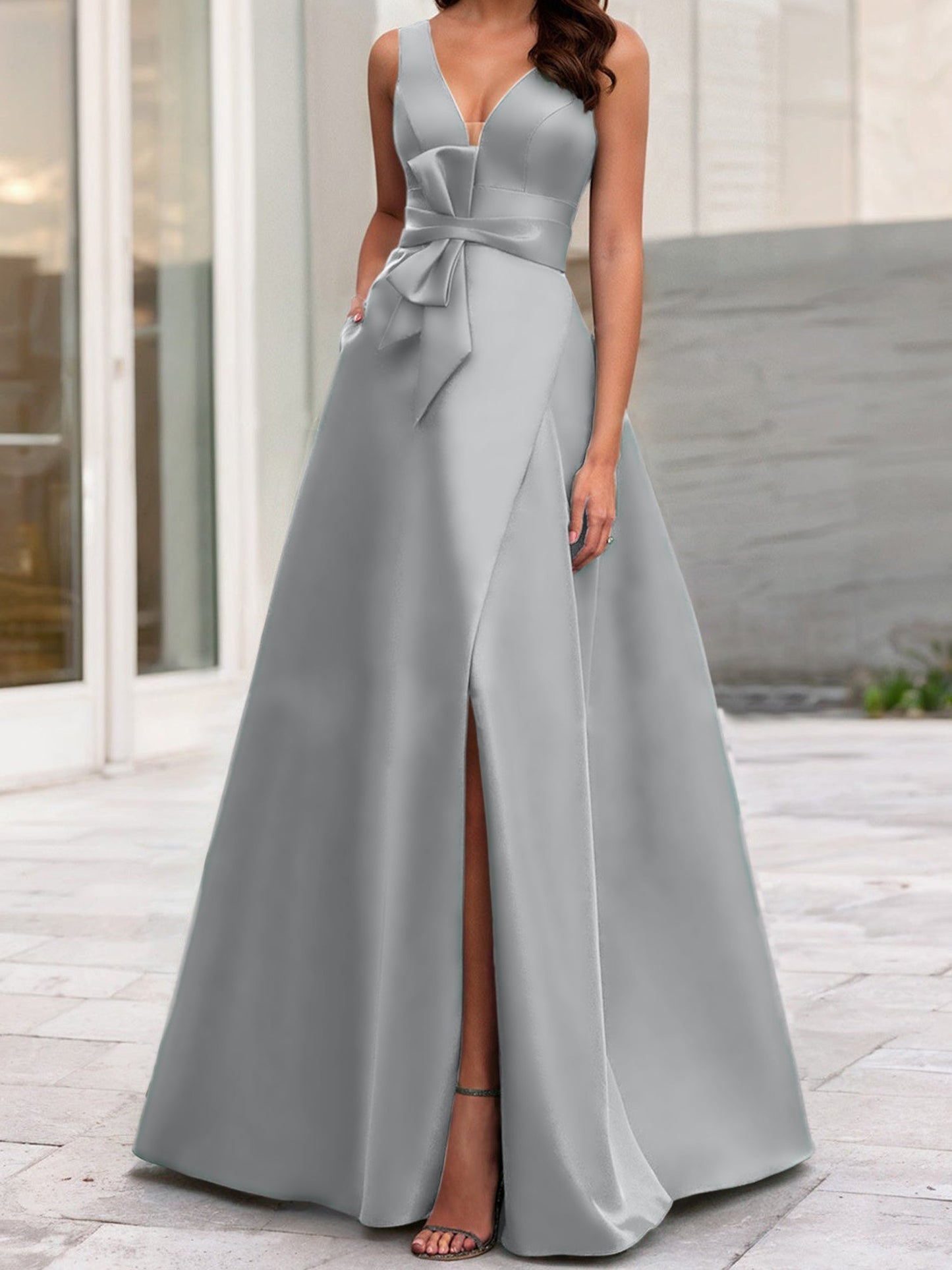 A-Line/Princess V-Neck Sleeveless Mother Of The Bride Dresses With Split Side