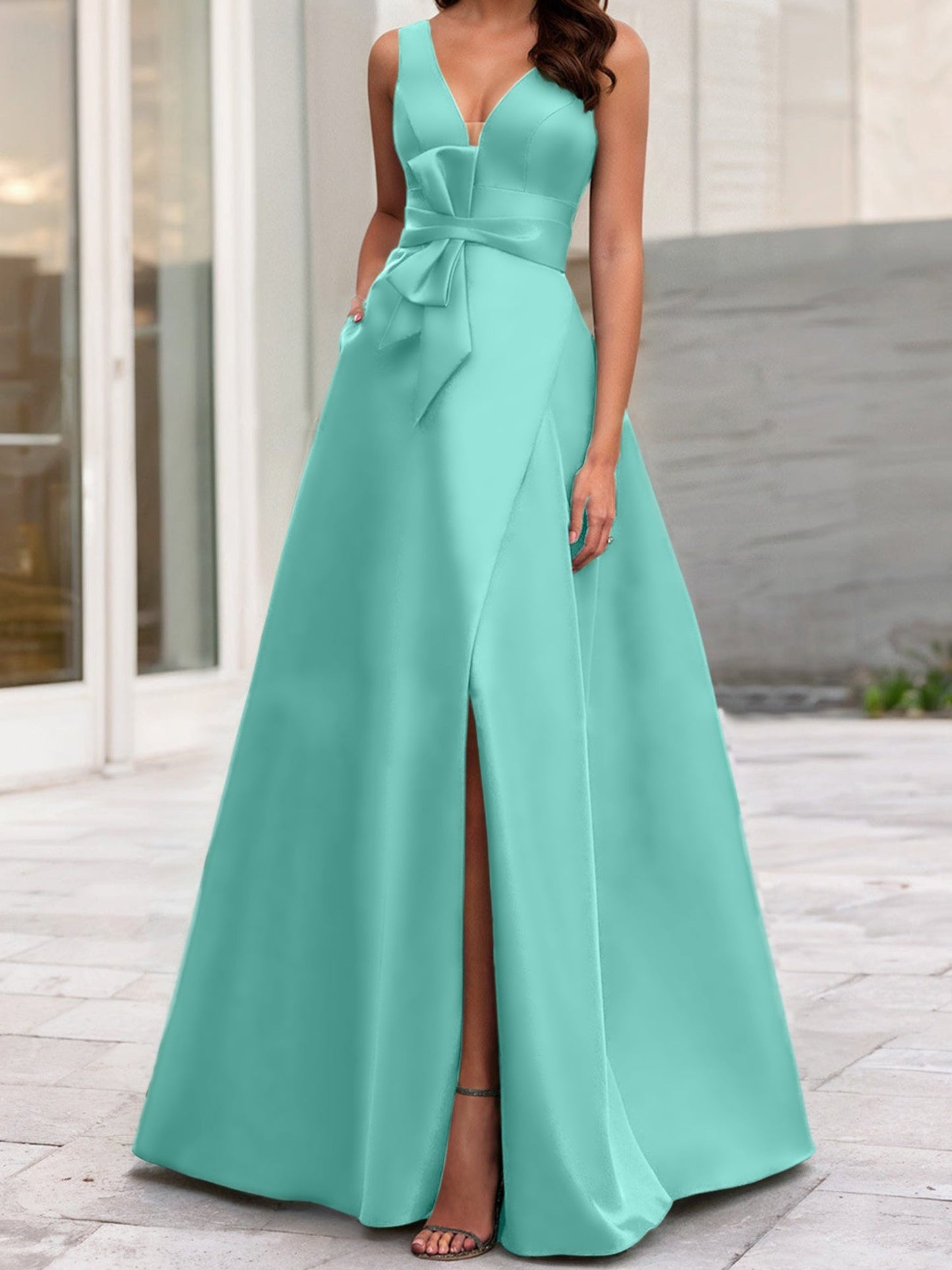 A-Line/Princess V-Neck Sleeveless Mother Of The Bride Dresses With Split Side