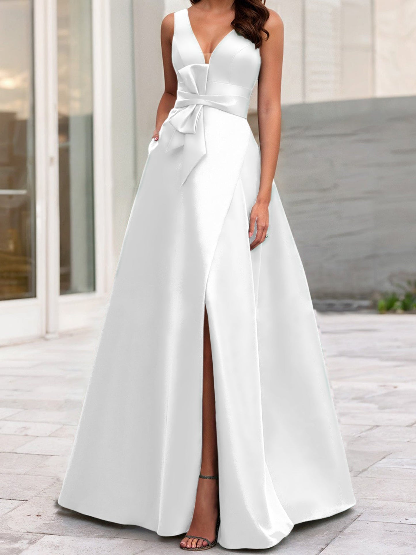 A-Line/Princess V-Neck Sleeveless Mother Of The Bride Dresses With Split Side