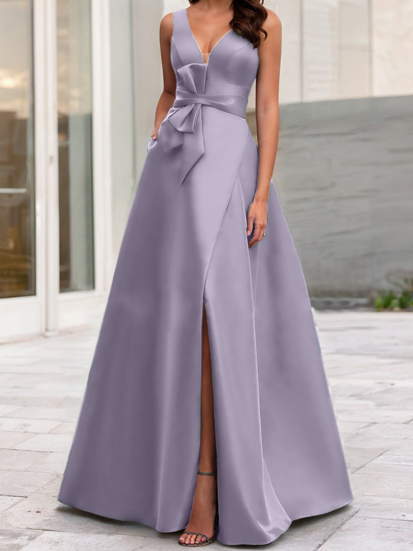 A-Line/Princess V-Neck Sleeveless Mother Of The Bride Dresses With Split Side