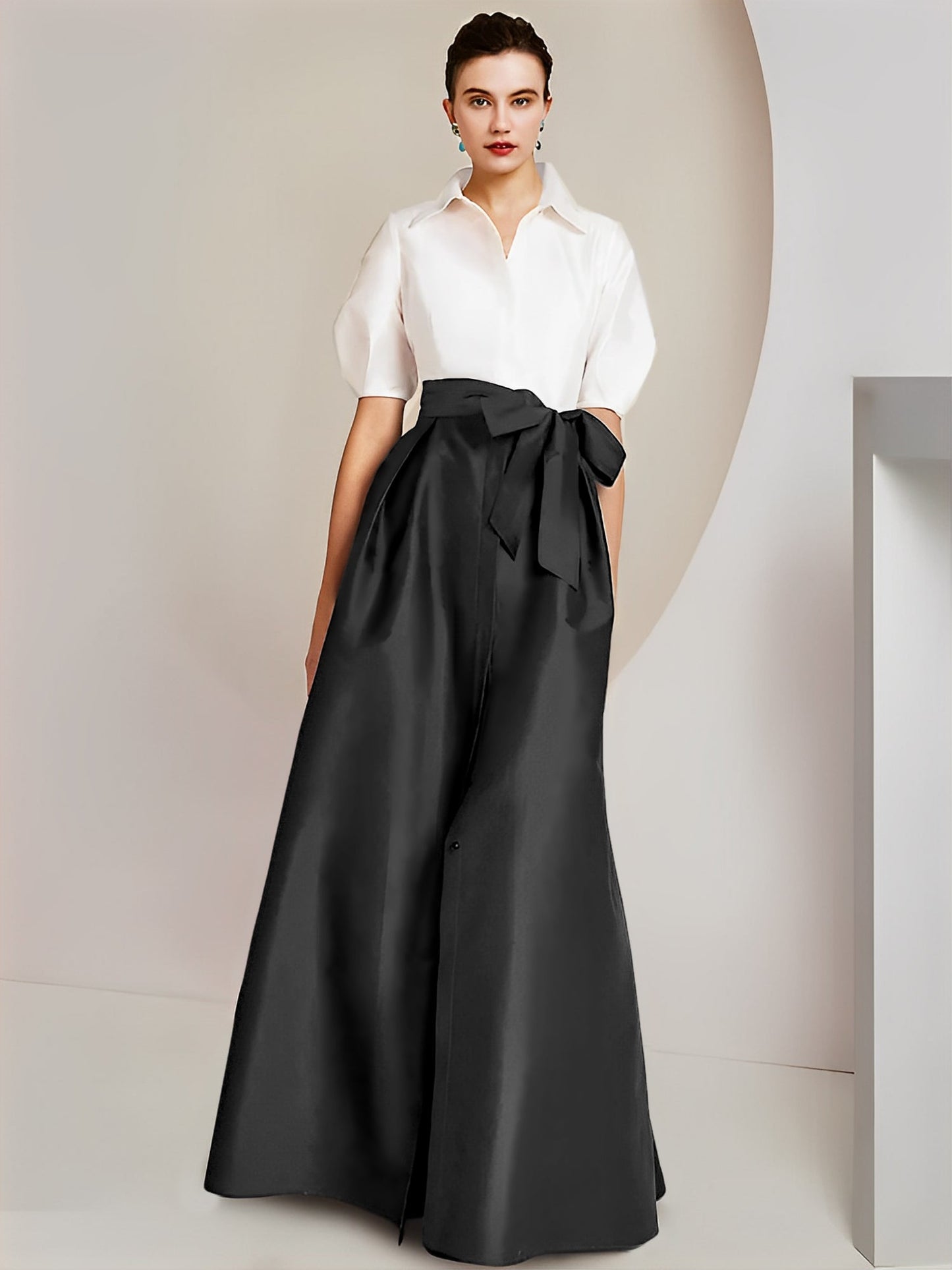 A-Line/Princess Shirt Collar Short Sleeves 2 pieces Mother Of The Bride Dresses