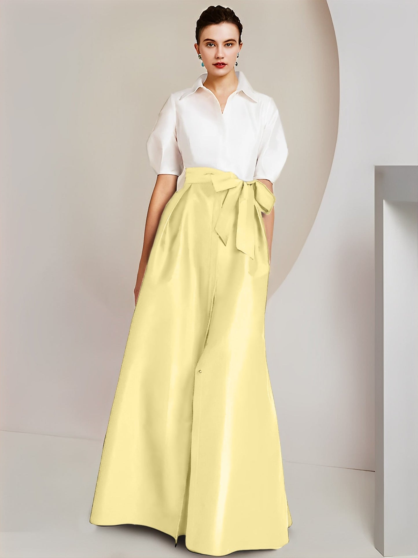 A-Line/Princess Shirt Collar Short Sleeves 2 pieces Mother Of The Bride Dresses