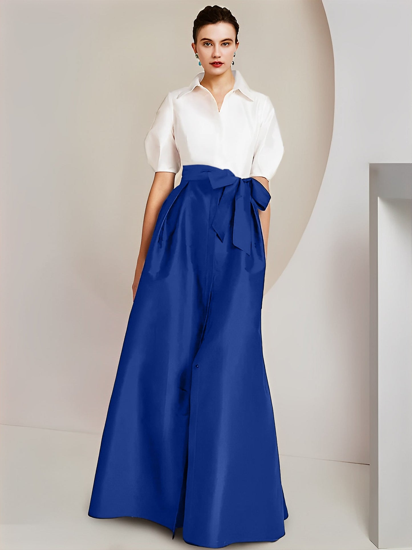 A-Line/Princess Shirt Collar Short Sleeves 2 pieces Mother Of The Bride Dresses