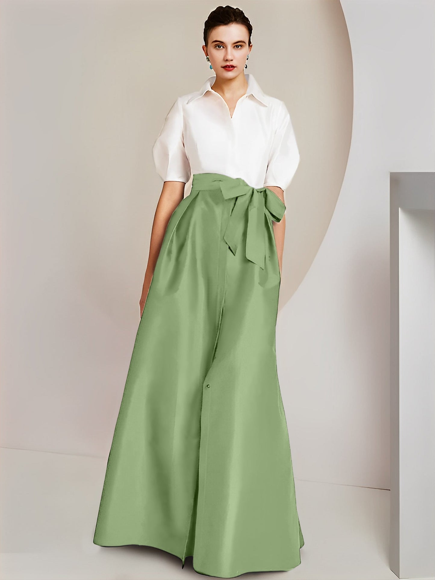 A-Line/Princess Shirt Collar Short Sleeves 2 pieces Mother Of The Bride Dresses