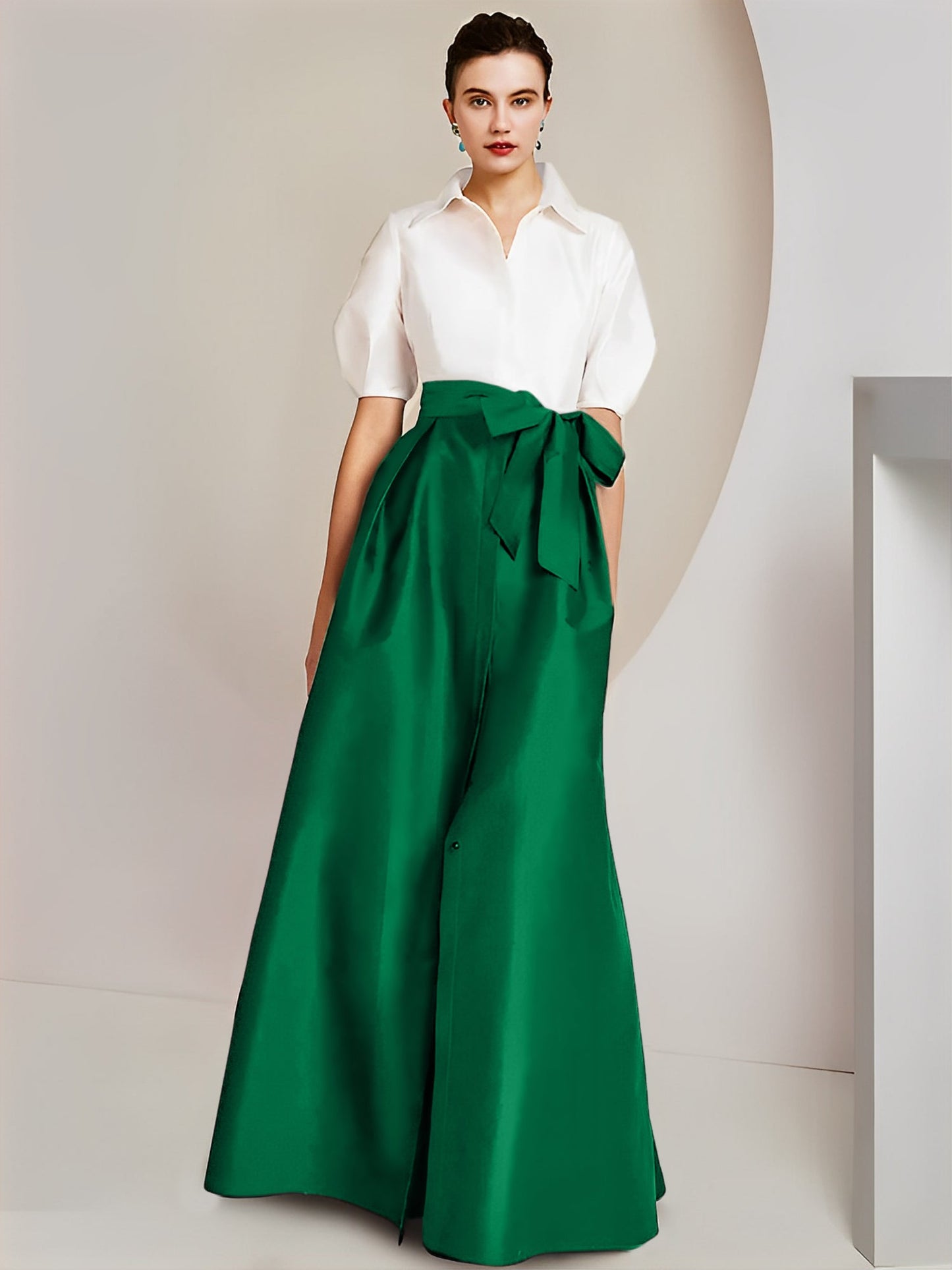 A-Line/Princess Shirt Collar Short Sleeves 2 pieces Mother Of The Bride Dresses