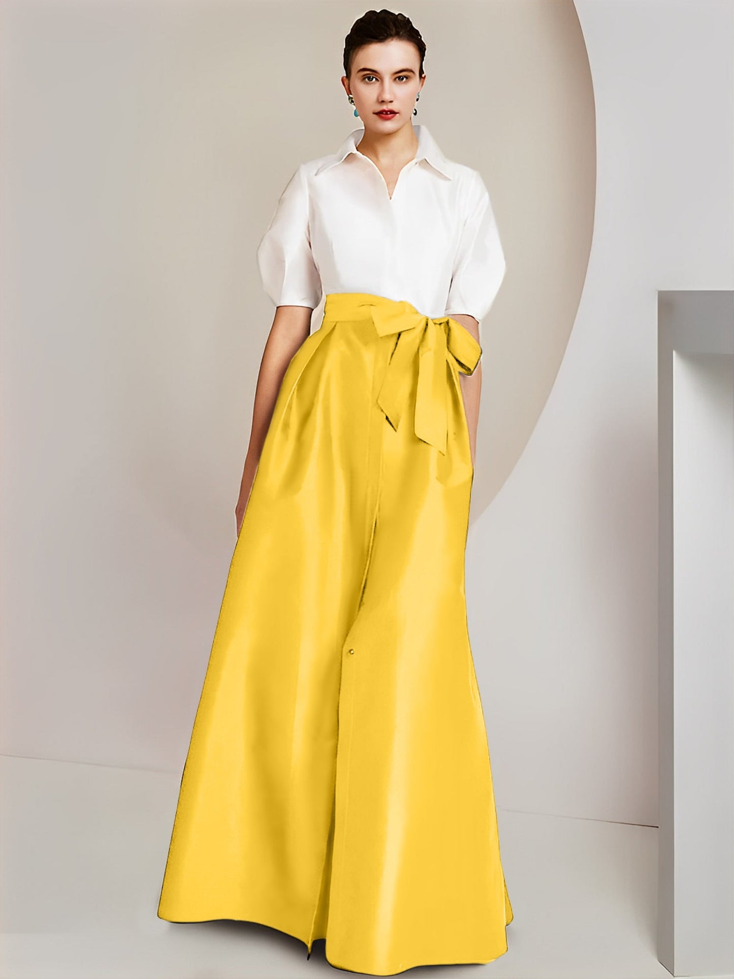 A-Line/Princess Shirt Collar Short Sleeves 2 pieces Mother Of The Bride Dresses