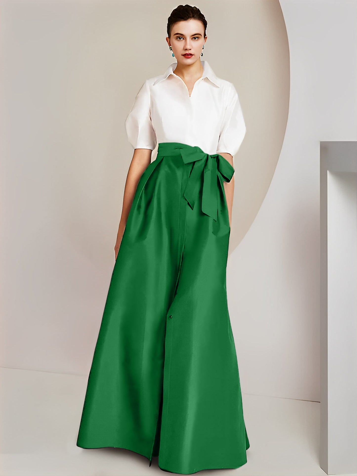 A-Line/Princess Shirt Collar Short Sleeves 2 pieces Mother Of The Bride Dresses