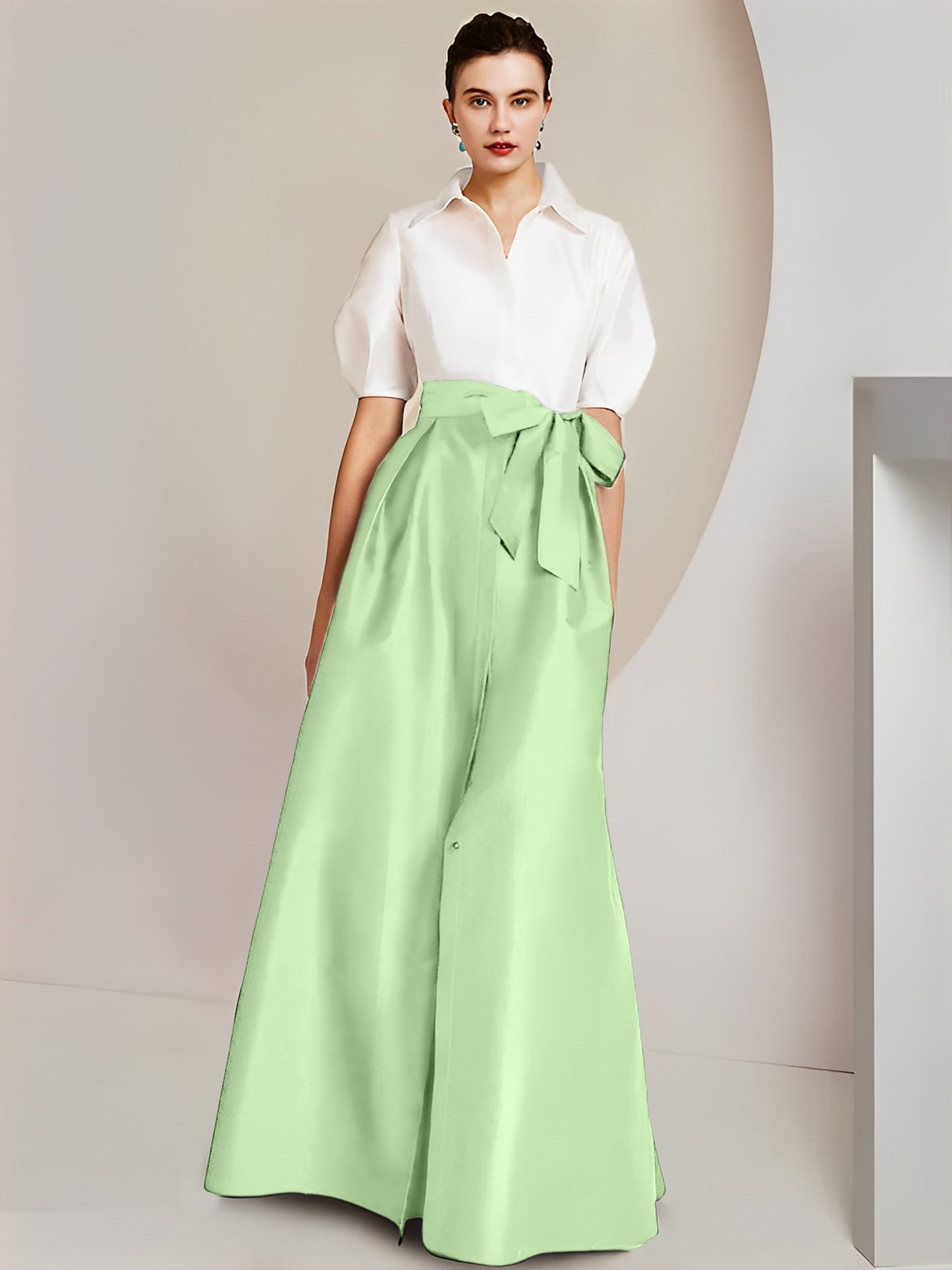 A-Line/Princess Shirt Collar Short Sleeves 2 pieces Mother Of The Bride Dresses