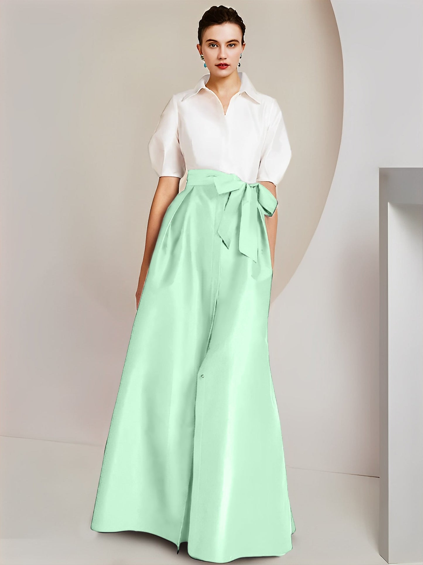 A-Line/Princess Shirt Collar Short Sleeves 2 pieces Mother Of The Bride Dresses