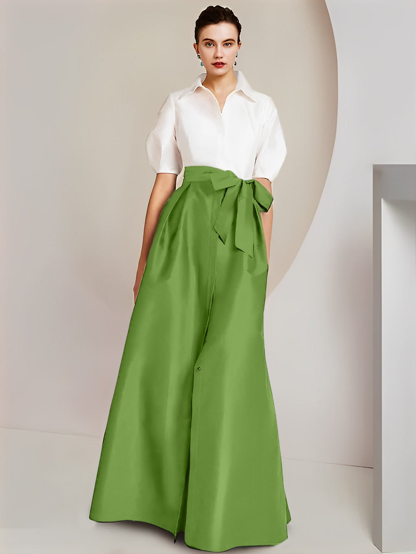 A-Line/Princess Shirt Collar Short Sleeves 2 pieces Mother Of The Bride Dresses