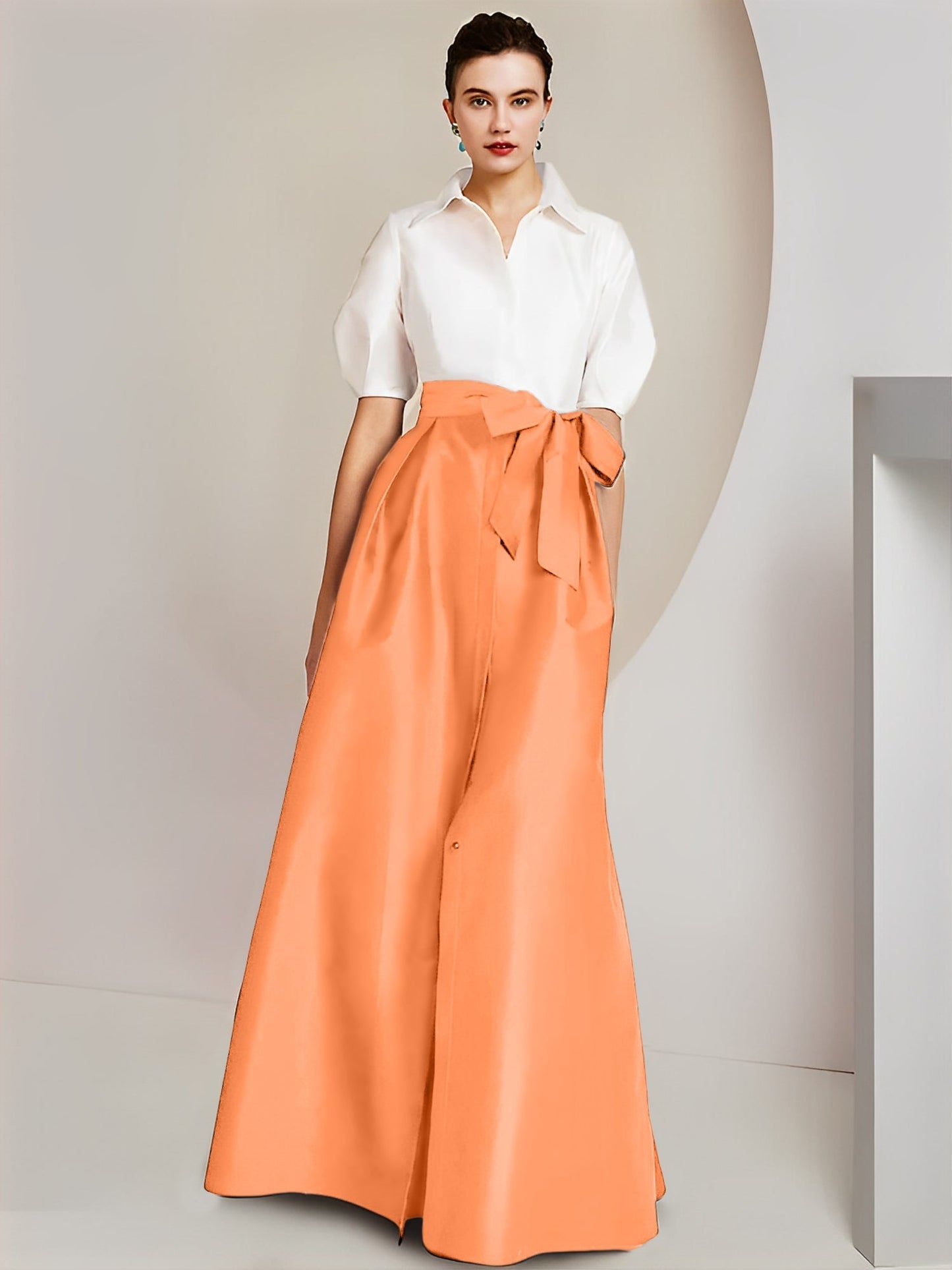 A-Line/Princess Shirt Collar Short Sleeves 2 pieces Mother Of The Bride Dresses