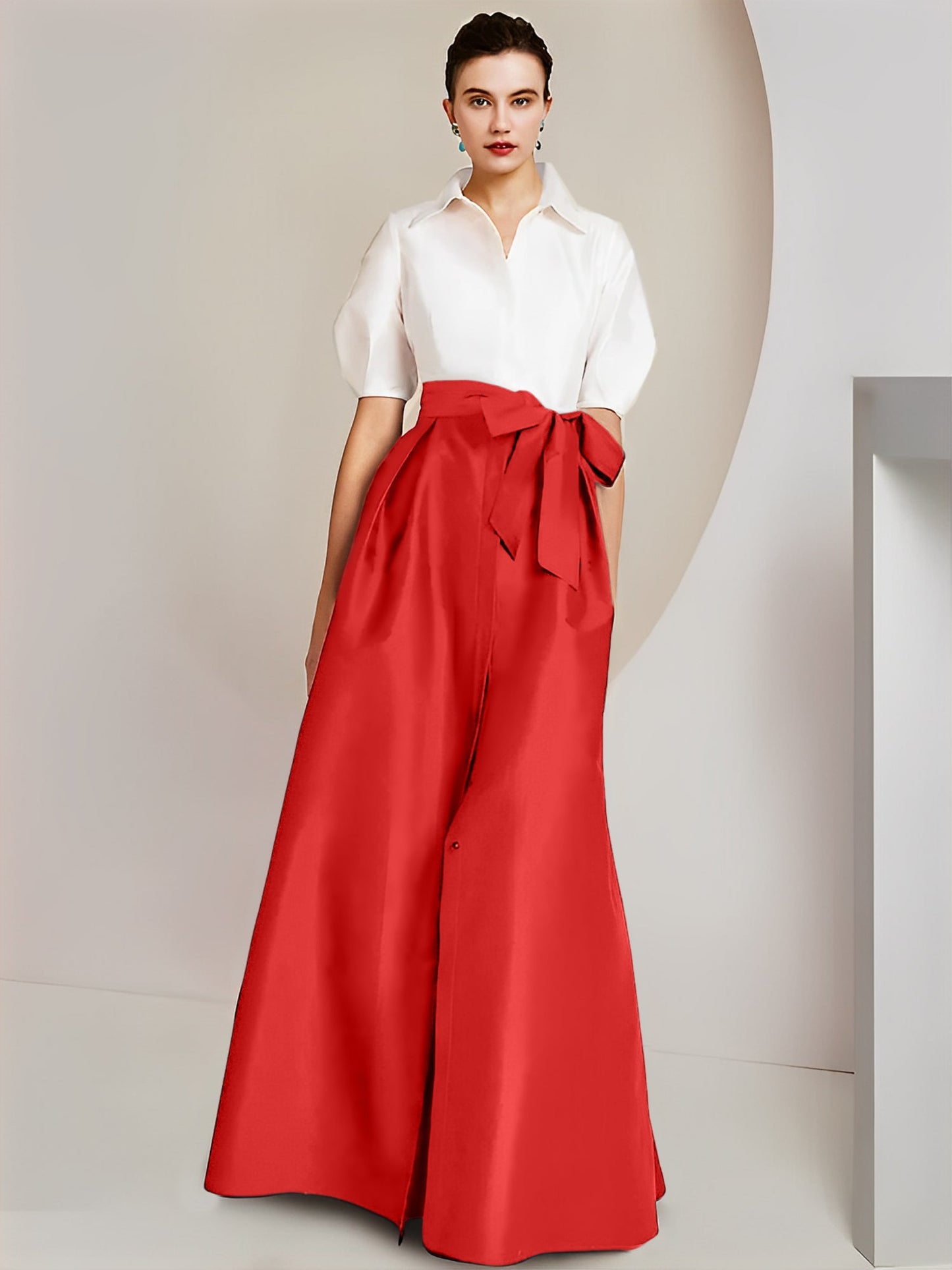 A-Line/Princess Shirt Collar Short Sleeves 2 pieces Mother Of The Bride Dresses