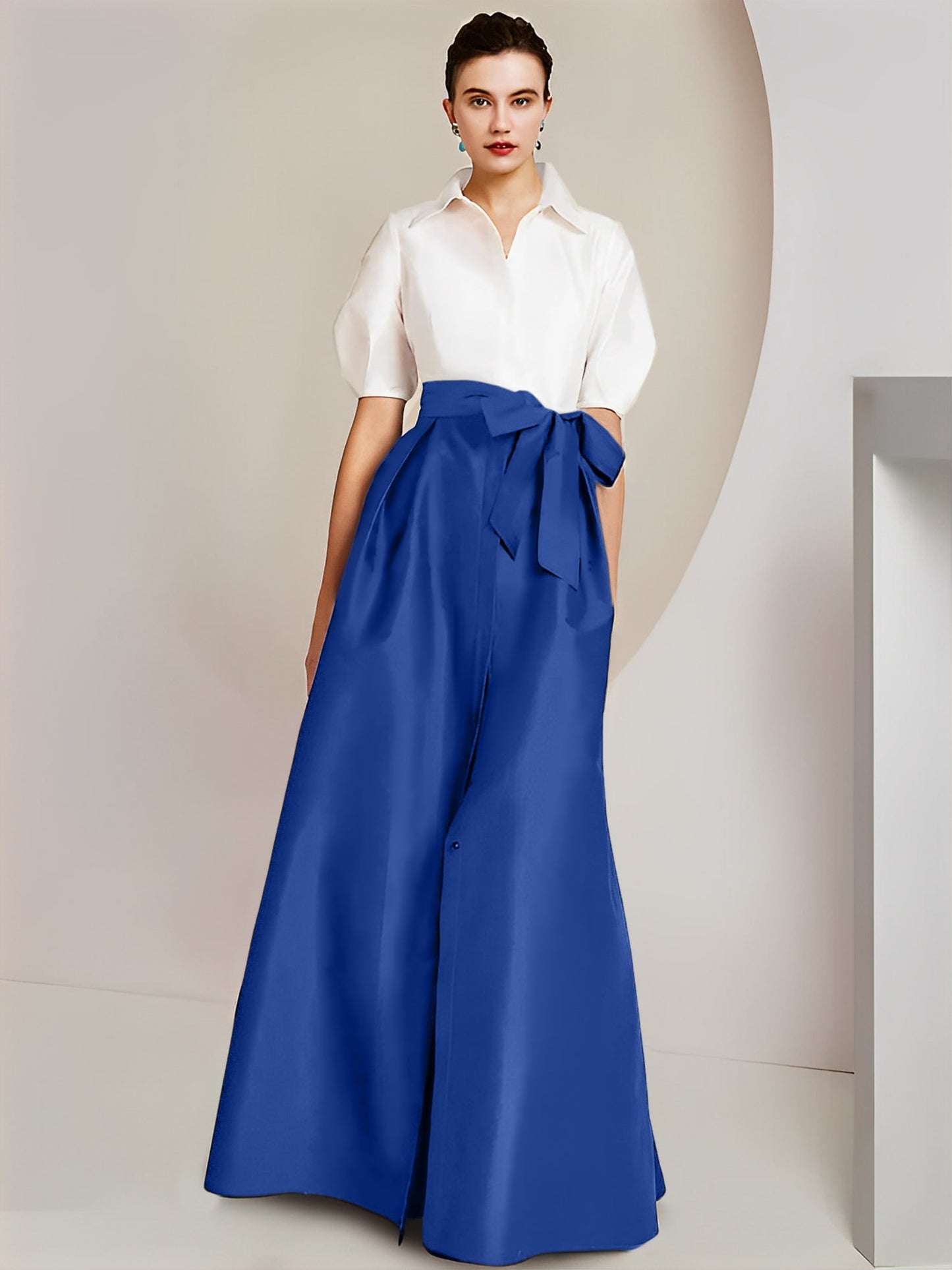 A-Line/Princess Shirt Collar Short Sleeves 2 pieces Mother Of The Bride Dresses