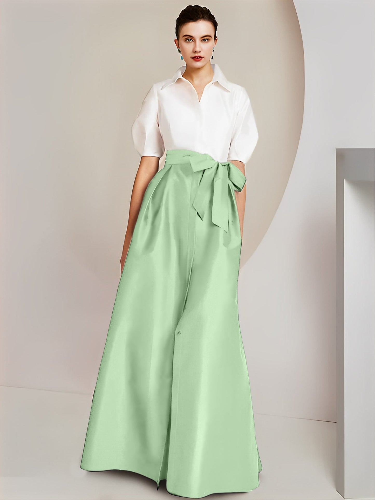A-Line/Princess Shirt Collar Short Sleeves 2 pieces Mother Of The Bride Dresses