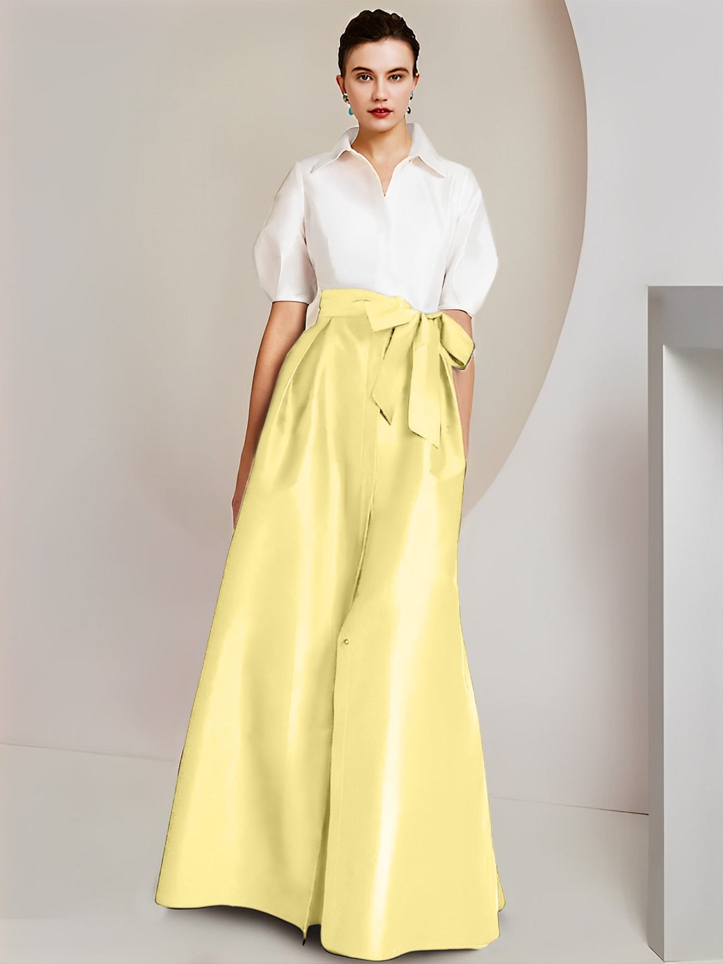 A-Line/Princess Shirt Collar Short Sleeves 2 pieces Mother Of The Bride Dresses