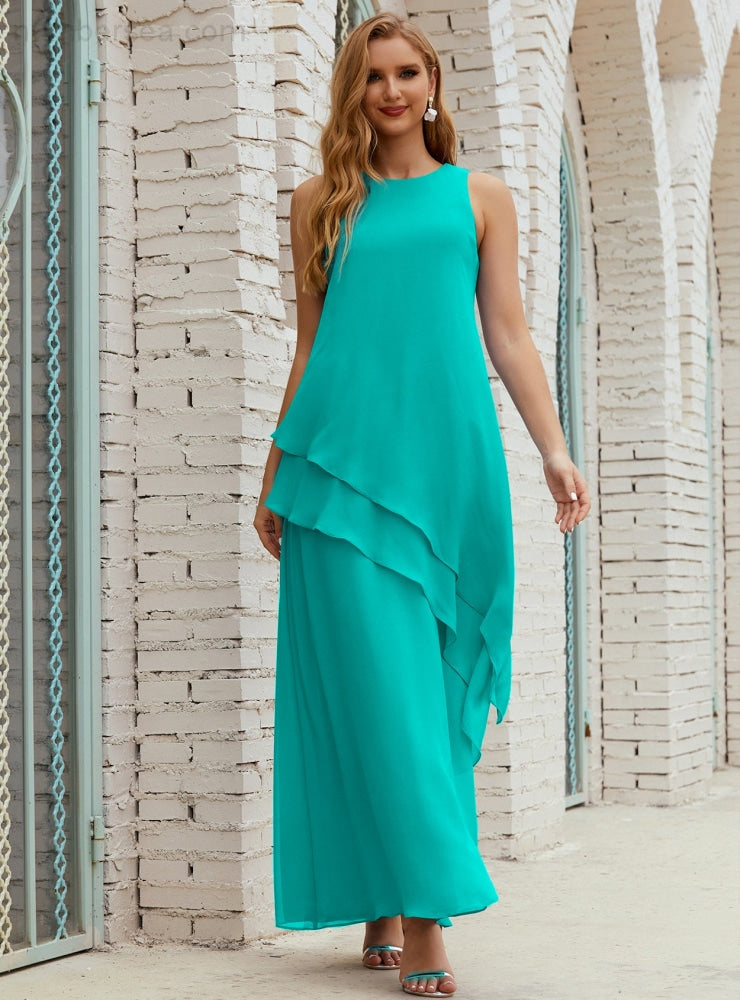 Chiffon Langes Plus Size Kleider für die Brautmutter Formales Brautjungfern-Abschlussballkleid SY28019