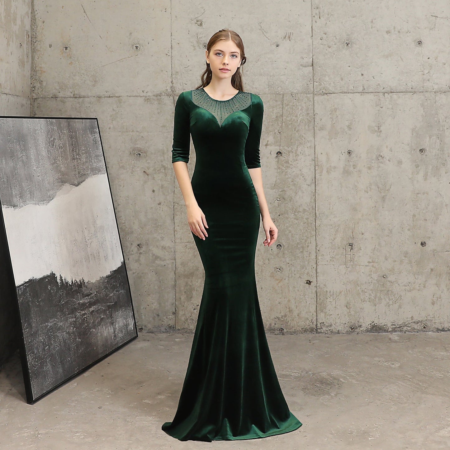 Fishtail Evening Dress Women High End Elegant Cocktail Annual Meeting Elegant Black Velvet Queen