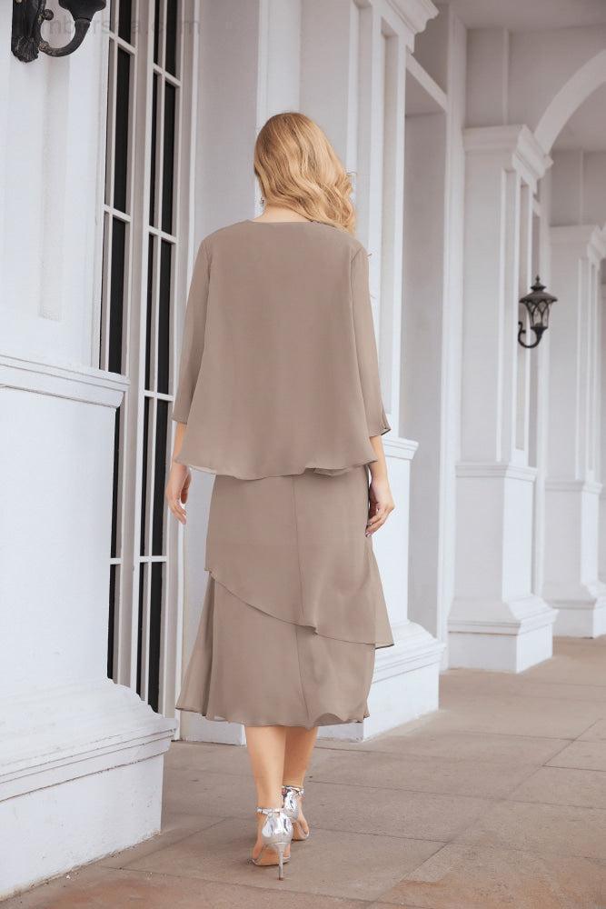 Sunnderly Zweiteiliges A-Linien-Kleid für die Brautmutter, formelles Partykleid, SY28072