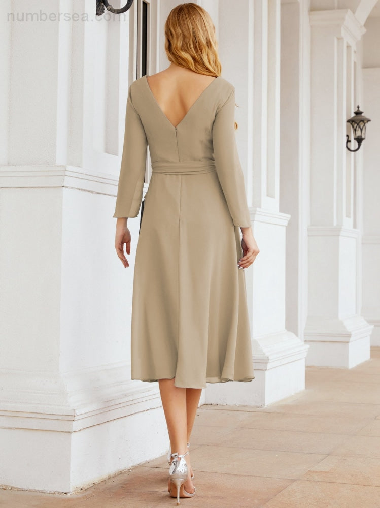 Brautjungfernkleid mit V-Rücken und Taillengürtel für die Mutter der Braut, Hochzeitsgäste, SY28031