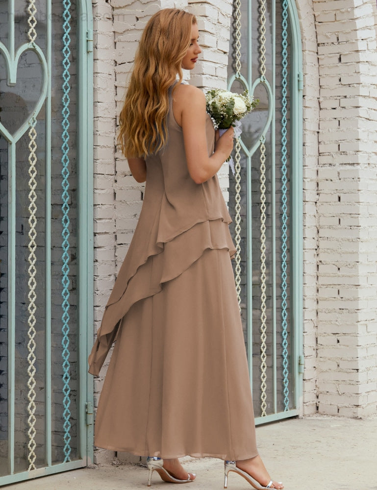 Chiffon Langes Plus Size Kleider für die Brautmutter Formales Brautjungfern-Abschlussballkleid SY28019
