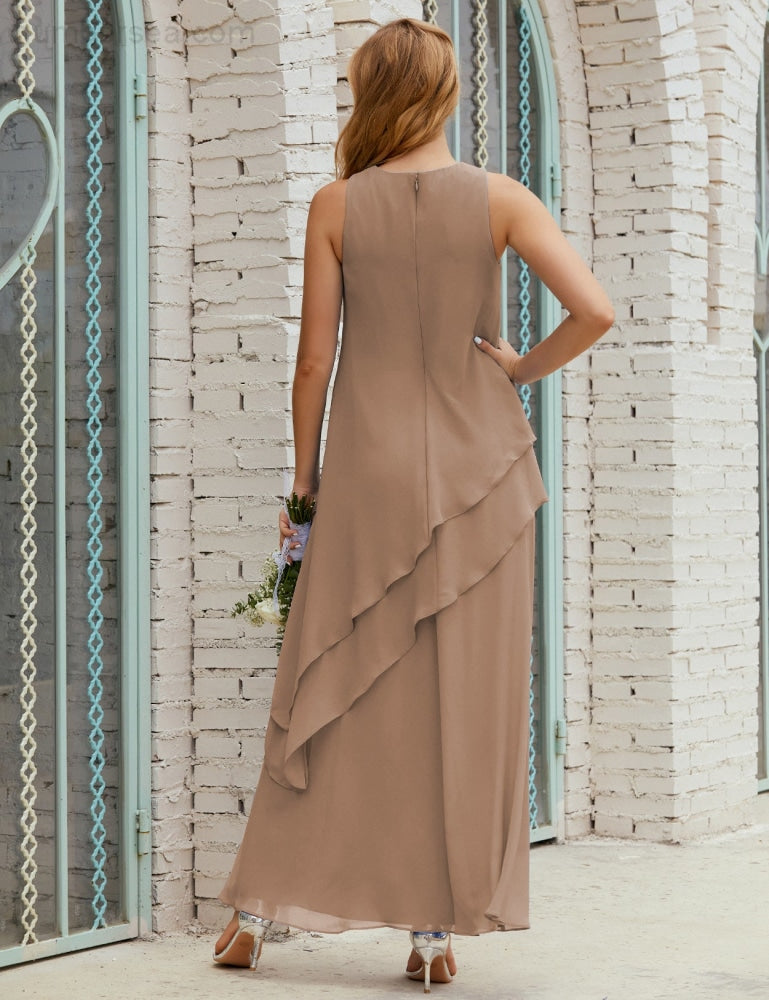 Chiffon Langes Plus Size Kleider für die Brautmutter Formales Brautjungfern-Abschlussballkleid SY28019