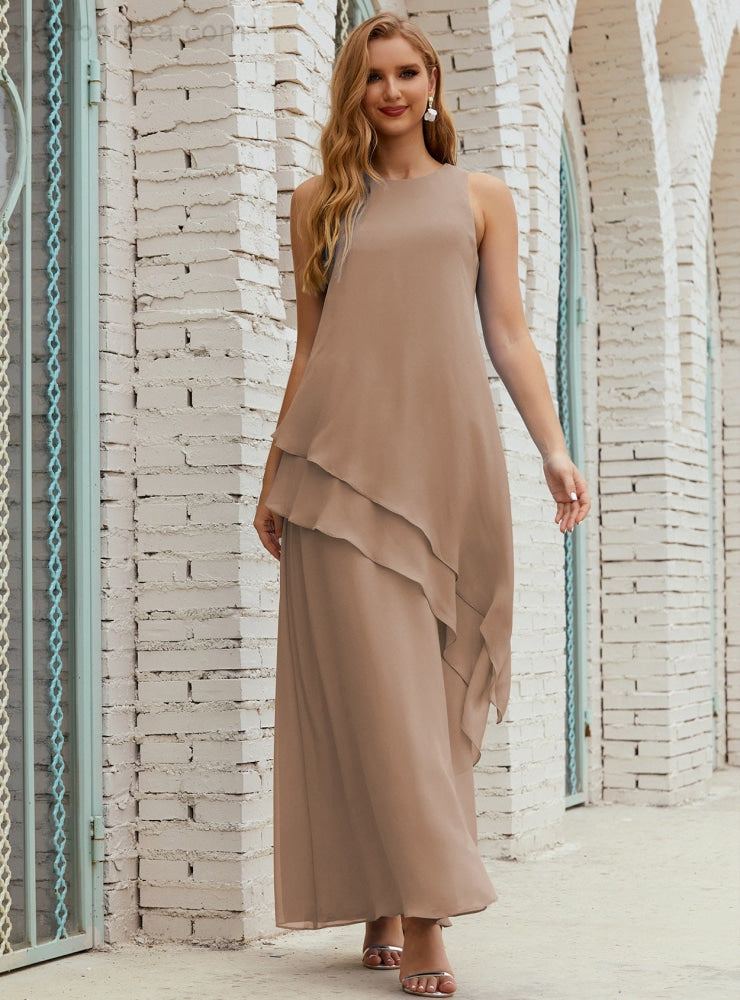 Chiffon Langes Plus Size Kleider für die Brautmutter Formales Brautjungfern-Abschlussballkleid SY28019
