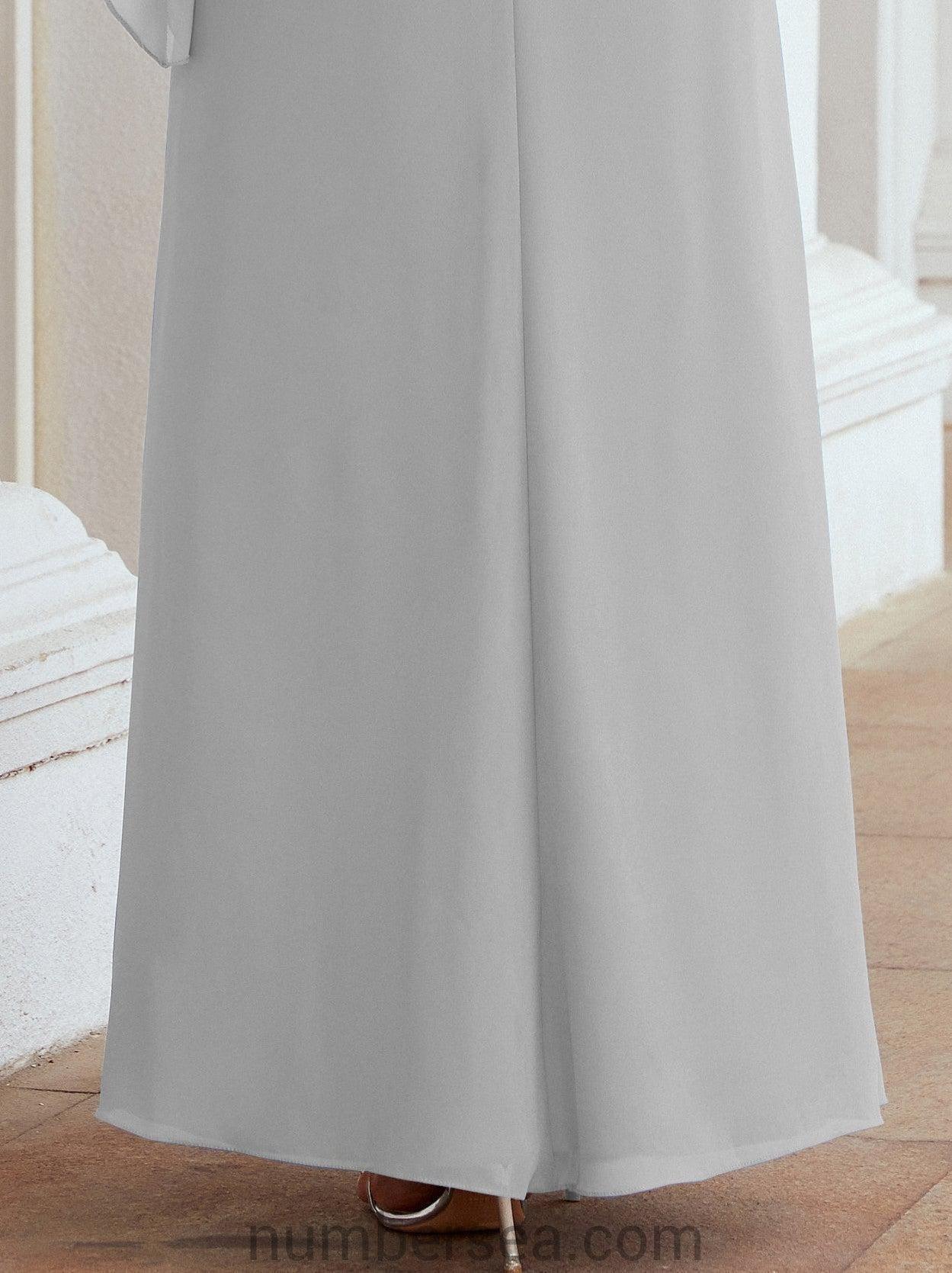 Sunnderly Formales Partykleid, lang, für die Brautmutter, mit Rüschenumhang, SY28026
