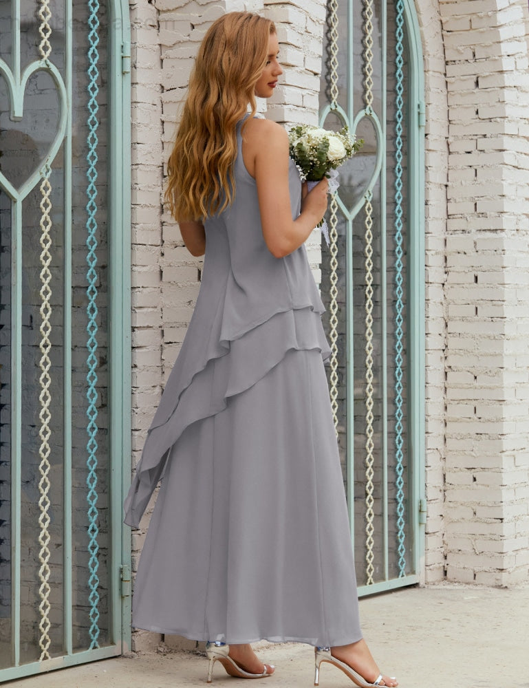 Chiffon Langes Plus Size Kleider für die Brautmutter Formales Brautjungfern-Abschlussballkleid SY28019