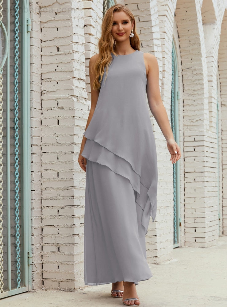 Chiffon Langes Plus Size Kleider für die Brautmutter Formales Brautjungfern-Abschlussballkleid SY28019