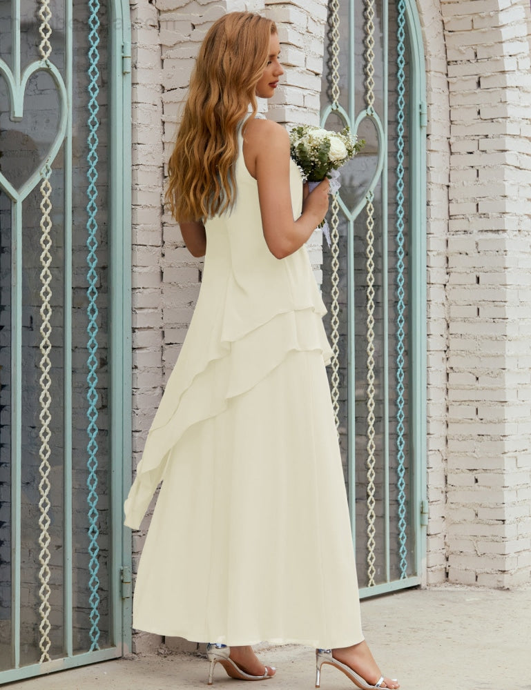 Chiffon Langes Plus Size Kleider für die Brautmutter Formales Brautjungfern-Abschlussballkleid SY28019
